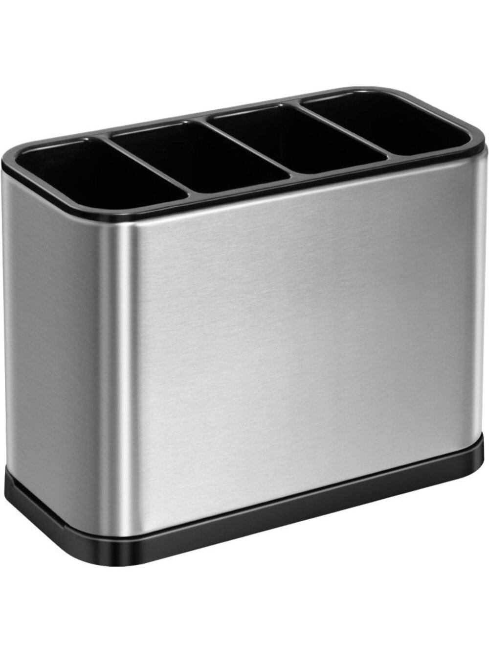 New Stainless Steel Utensil Caddy 4 Divider Drip Tray 7.1 x 3.39 x 5.1 inch